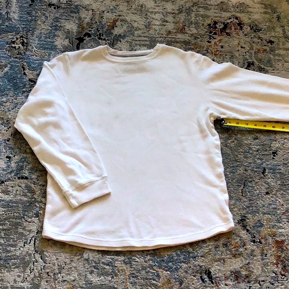 Men’s solid white waffle long sleeve shirt / undershirt MEDIUM